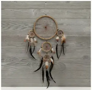 Traditional Round Feathered Web Dreamcatcher - 26.5 in Hangable Woven Net, Plastic-Accented Boho Home Decor Hanging Ornament, Window Piece for Sacred Sleep & Dream Protection, Ideal Home Supplies Gift