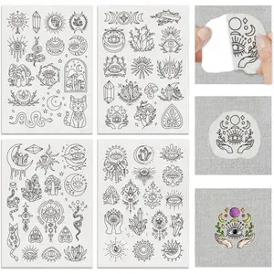 4Sheets 63 count Water Soluble Embroidery, 11.7x8.3inch Devil's Eye  Transfers Water Soluble Stabilizer for Embroidery Stick and Stitch Embroidery Designs