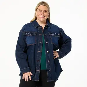 TWRHLL by Christie Brinkley Denim Studded Jacket