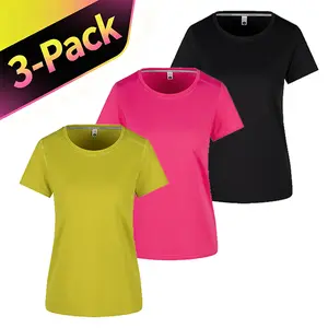 3-Pack Women’s Quick-Dry Sports T-Shirts, Breathable Crew Neck Short-Sleeve Tops for Fitness