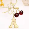【Black Friday】Cherry and Bow Letter Pendant Keychain for Women, Casual Bag Charm for Wallets, Handbags and Backpacks, Car Key Holder