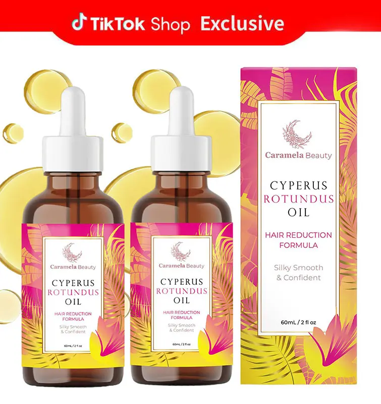 Caramela Beauty Cyperus Rotundus Oil - 60ml Natural Cyperus Rotundus Oil For Hair Removal, Moisturizing & Soothing Cyperus Oil For Reducing Body Hair Growth, Hair Removal Oil Ideal for All Skin Types