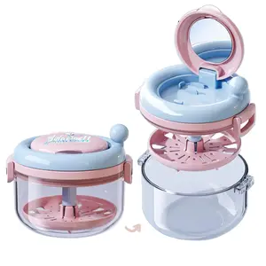 Denture Bath Cup with Mirror and Brush, Retainer Cleaner Soak Container, Mouth Guard Storage Case with Drain Tray, Portable Travel Dental Organizer for Aligners Braces