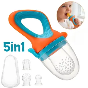 1 set of food feeding utensils, educational tools for exercising swallowing ability, with silicone straps, easy-to-grip handles, and interchangeable mesh bags, making it easier to absorb nutrients from vegetables and fruits