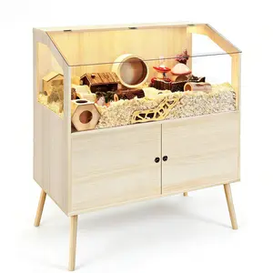 PROLEE Hamster Cage with Storage Cabinet, 40" L x 20" W x 47" H Inches, 800 sq.in Large Hamster Cages and Habitats, Openable Top with Acrylic Sheets Solid Built, Access for Hamster Gerbil Mouse