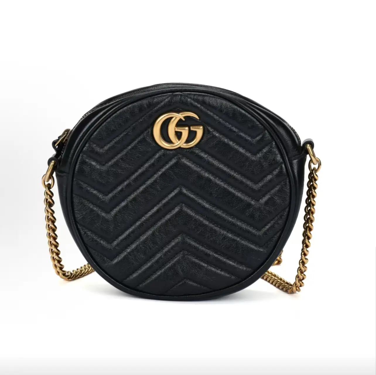 Pre-owned GUCCI GG Marmont Mini Round Shoulder Crossbody Bag