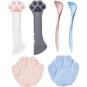 6Pcs Pet Food Can Supplies Set 2Pcs Universal Silicone Can Covers Cat Can Lids 2Pcs Multifuctional Mini Spatula Pet Can Opener and 2Pcs Dog Spoons for Pets Dogs Cats Feeding Can - Home Improvement.