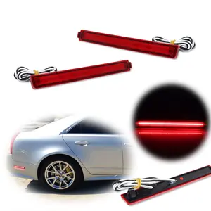 2pcs For 2008 2009 2010 2011 2012 2013 Cadillac CTS CTS-V LED Rear Bumper Side Marker lamps Light Reflector Red,Replace OEM 25883455, 25883457