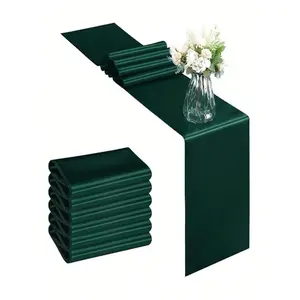 Set of 3 Satin Wedding Table Runners, Silk Satin Table Banners for Hotels, Events and Birthday Parties (Brown, White, Green, Grey)