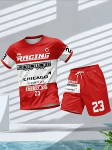Chicago 23 Racing Sports Set, Colorblock Design, Quick-Dry Breathable, Suitable for Fitness Running Cycling