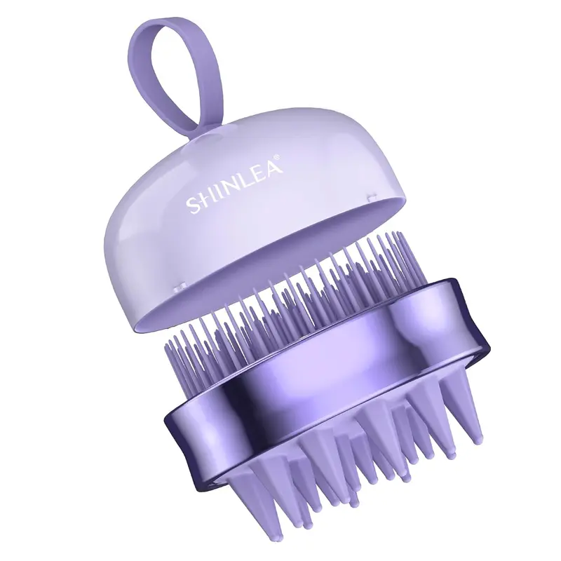 2-in-1 Scalp Massager Shampoo Brush, Scalp Scrubber for Hair Growth & Dandruff Removal, Hair Scrubber with Soft Silicone Bristles, Wet Dry Scalp Exfoliator for Scalp Care (Purple) scalp psoriasis