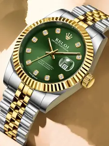 New High-End Business Men's Watch, Quartz Wristwatch Waterproof Calendar Steel Band Butterfly Clasp, Fashion Casual Simple Stylish, Perfect Gift, Durable Watch