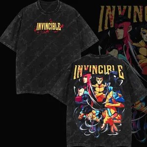 Superstyle Limited Invincible Family - Invincible War Comic Double Printed Oversize Lightweight Acid Washed Tee TV Series Graphic Tee T-Shirt VAM