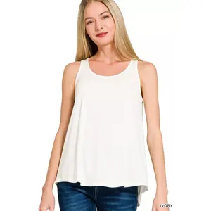 Zenana Flowy Hem Rayon Sleeveless Tank Top