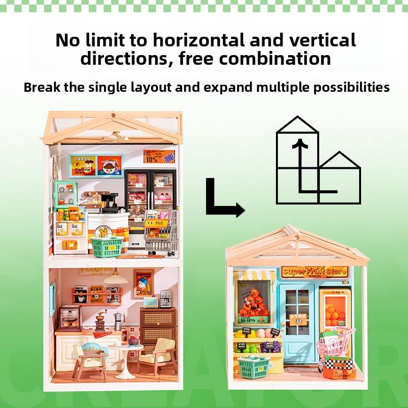 Rolife Super Creator DIY Miniature House Kit 100 Pieces Plastic Dollhouse Candy House Model Building Set with LED Lights for Kids & Adults 14+ Perfect for Cosplay Games and Birthdays