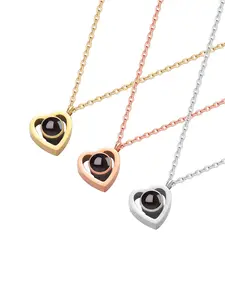 Women's Projection Necklace Custom HD Photo Valentine Gift, Asymmetrical Design Heart Pattern, Casual Style All Seasons Jewelry