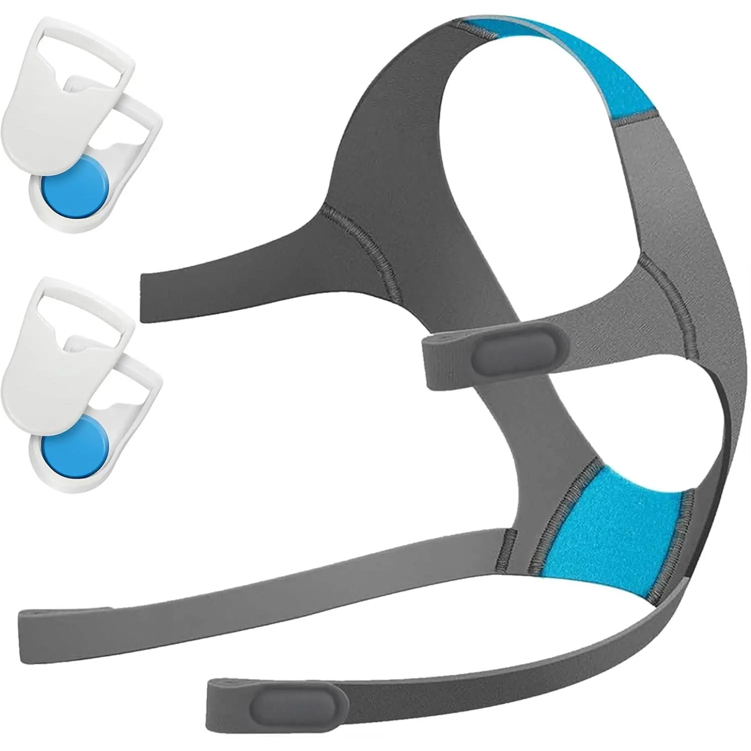 Unisex Basic Plain Multi-Size AirFit F20/AirTouch F20 Replacement Headgear Headband - 2 Pack with 2 Pairs Magnetic Clips, Adjustable Strap, Smooth Interior, Soft Fabric, Durable Comfort Fit Daily Face Mask Accessory, Comfortable Fit
