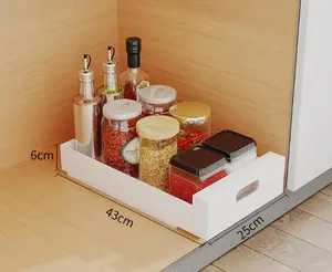 Pull Out Cabinet Organizer, Slide Out Dish Drying Rack, Under Sink Drain Basket, Kitchen Cabinet Storage Shelf for Bowls, Plates & Utensils