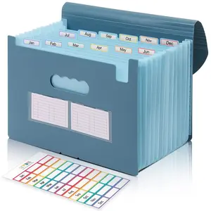 Accordion File Organizer, 13 Expanding Pockets for Letter/A4 Size, Portable Document, Bill & Receipt Holder, Haze Blue, for Home, School or Office