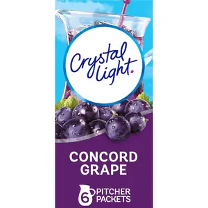 Crystal Light Sugar-Free Concord Grape Low Calories Powdered Drink Mix 6 Count Pitcher Packets Beverage Mixed Flavor