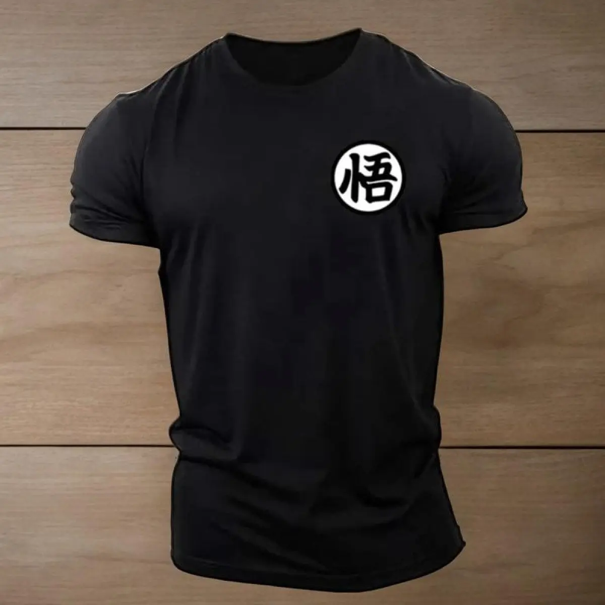 Men's DBZ Goku Kanji Cotton T-Shirt, Anime-Printed Oversized Short-Sleeve Top, Breathable Athletic Gym Workout Shirt, High-Quality Summer Apparel, Breathable Athletic Top