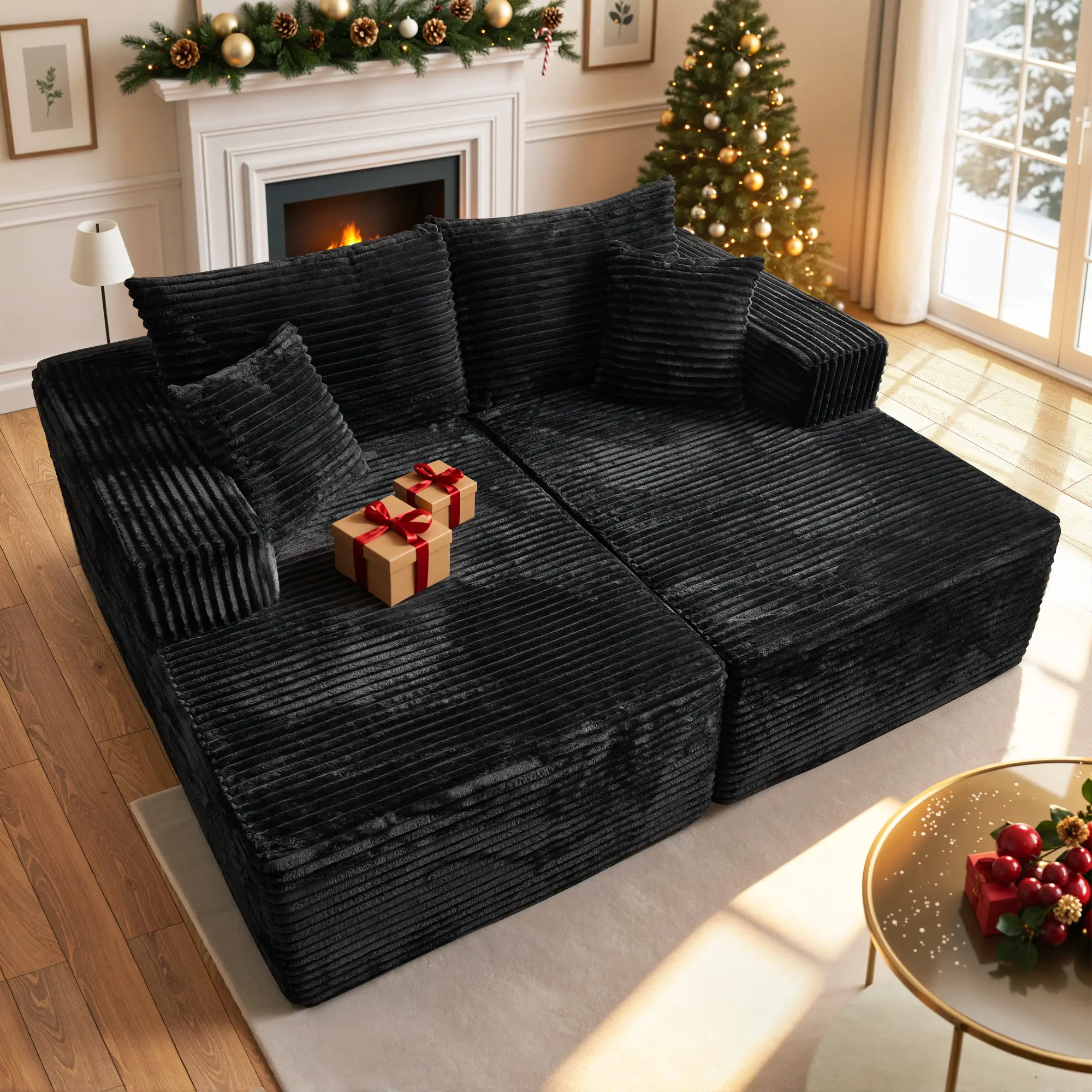 Black Plush Corduroy