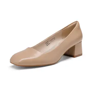 Dream Pairs Women's Heels Chunky Block Heels Square Closed Toe Low Heels Dress Shoes Comfortable Wedding Party Office Pumps Shoes