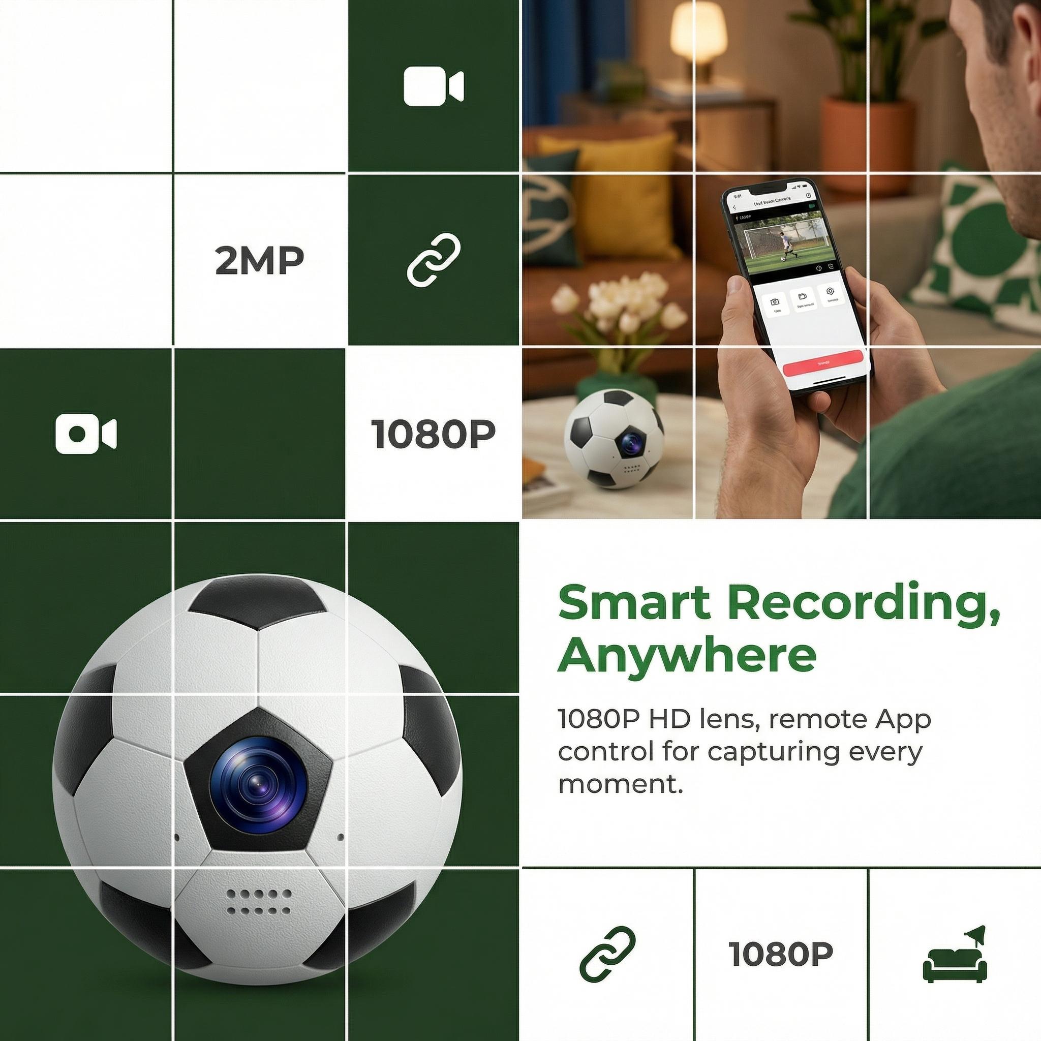 2026 New 2K Thumb Action Camera,2MP HD Sports Camera with WiFi Mini Body Sports Camera,Football Shape Portable Vlogging,Outdoor Recording, Helmet Cam for Cycling,Vlogging/Ski/Travel/Cycling/World Cup Recording HD Action Camera