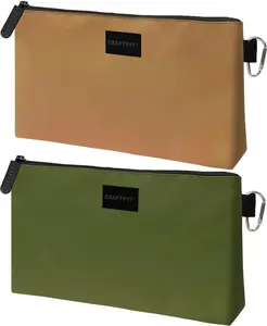 Craft911 Premium Tool Pouch - Small Tool Bag Zipper Pouch Water Resistant | Electrician Small Tool Pouch | Tool Pouches w/Clip | Heavy duty Flat Bottom Tool Pouch Bags for Men - Pack of 2