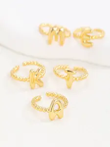 Cute Chunky Intial Rings For Women Girls Open Adjustable Gold Color Letter Ring Female Alphabet Jewelry Gift