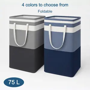 Bags frame collapsible durable non-woven 1-2 Pack Large-Capacity Laundry basket Set 75L Waterproof Standalone Foldable Height-Adjustable Bin with Extended Handles Gradient Color for Clothes & Toy Organization in Dorms & Homes Oversized Containers Storage