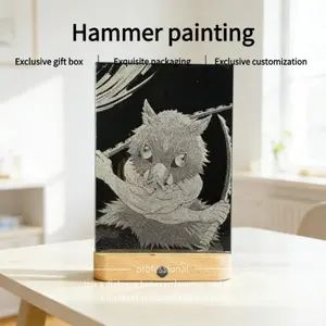 Anime Fan Gift, Handmade Glass Hammer Painting, Demon Slayer Peripheral Gift, Unique Collectible Artwork