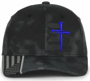 Christian Cross BLUE Sacred Nails Kryptek Typhoon Adjustable hat with FREE CHALLENGE COIN