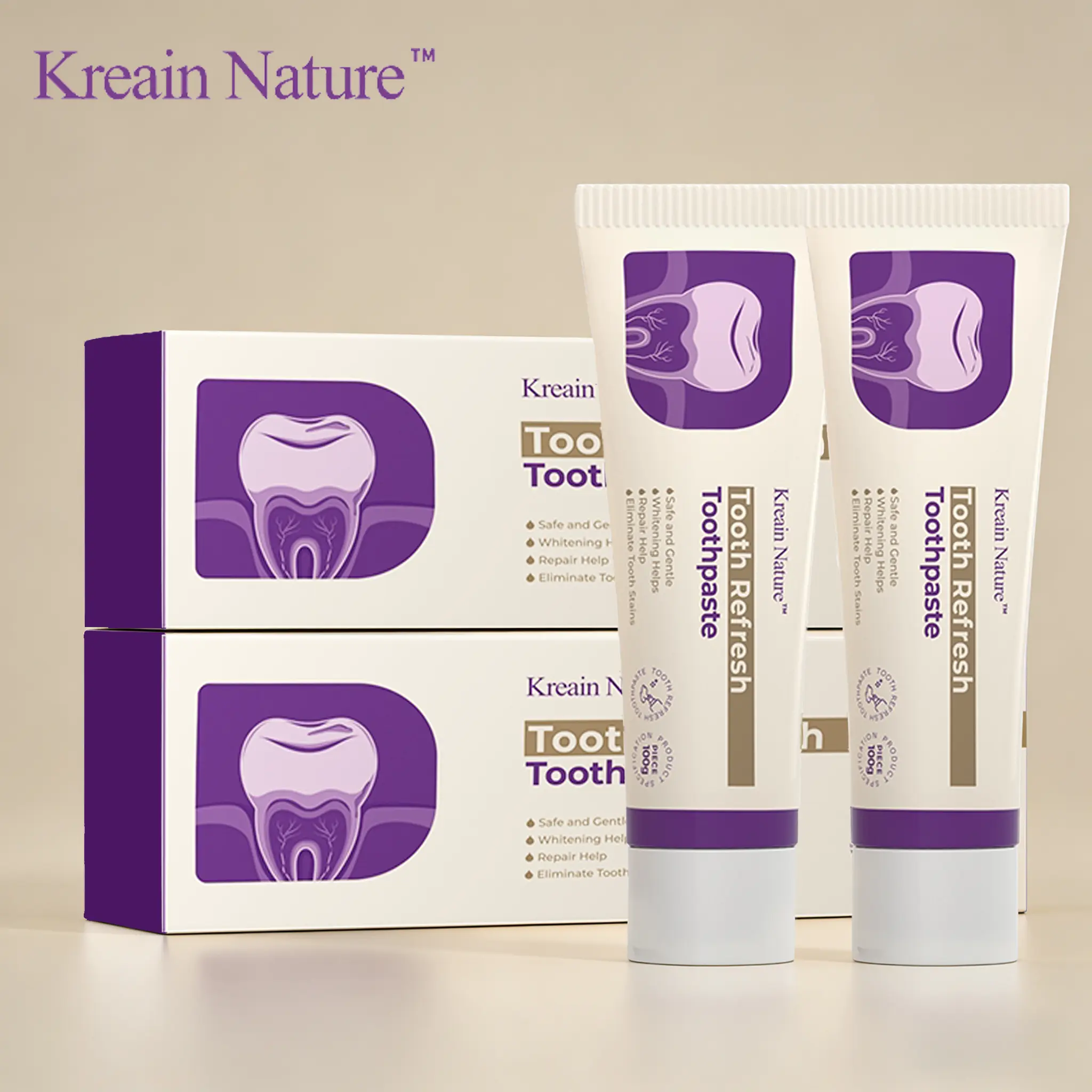 Kreain Nature  Oral Care Toothpaste: Fresh breath, prevents tooth loss, natural ingredients, stain removal gentle care.