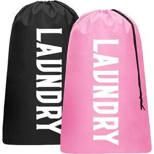 2 Pack XL Travel Laundry Bag, Machine Washable Dirty Clothes Organizer, Large  to Hold 4 Loads of Laundry, Easy Fit a Laundry Hamper (Black + )