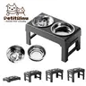 PETITRINU Elevated Adjustable Dog Bowls for Large Dogs, Stainless Steel Slow Feeder Dog Bowl with Height Adjustable Stand (21-27cm / 8.3-10.6'' ),17.1" Wide  Anti-Slip No-Spill Raised Pet Feeder for Neck Protection & Healthy Digestion