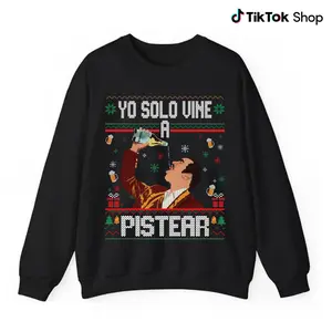 Yo Solo Vine A Pistear Shirt, funny drinking Christmas sweater parody, ugly Xmas party alcohol graphic top, festive unisex holiday apparel