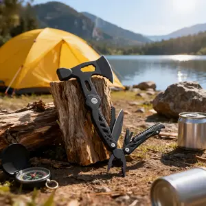 23in 1 Multifunctional Gardening Tool Axe, Manual Wood Chopping Axe, Folding Portable Multi-Tool with Oxford Bag, Mini Hexagonal Braid, Suitable for Survival Equipment, Men'S Gifts for Christmas, Halloween, Garden Tool, Outdoor Equipment