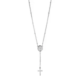 Stately Steel Stainless Steel Rosary Necklace
