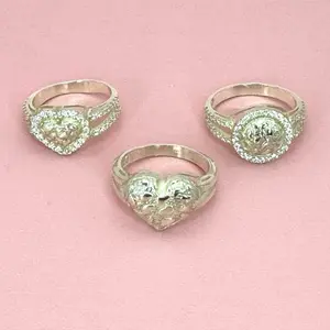 925 Sterling Silver Nugget Heart Rings