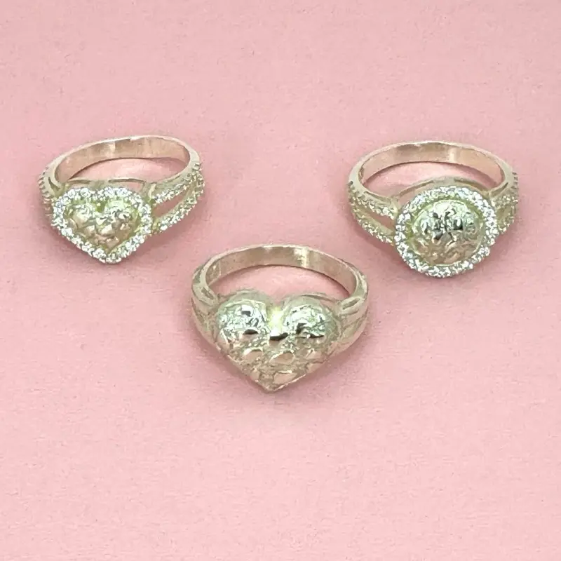 925 Sterling Silver Nugget Heart Rings