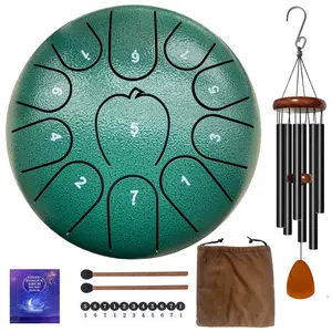 6 Inches 11 Notes Rain Drum,Steel Tongue Drum,Rain Chime Windchime,Outdoor Garden Meditation Instrument Gift