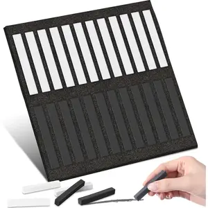 24 count Soft Pastel Drawing Chalk Set Square Sketch Chalk  Artist Pastel Sticks for Professional Artists and Art Lovers(60 x 8 x 8 mm,Black,White)