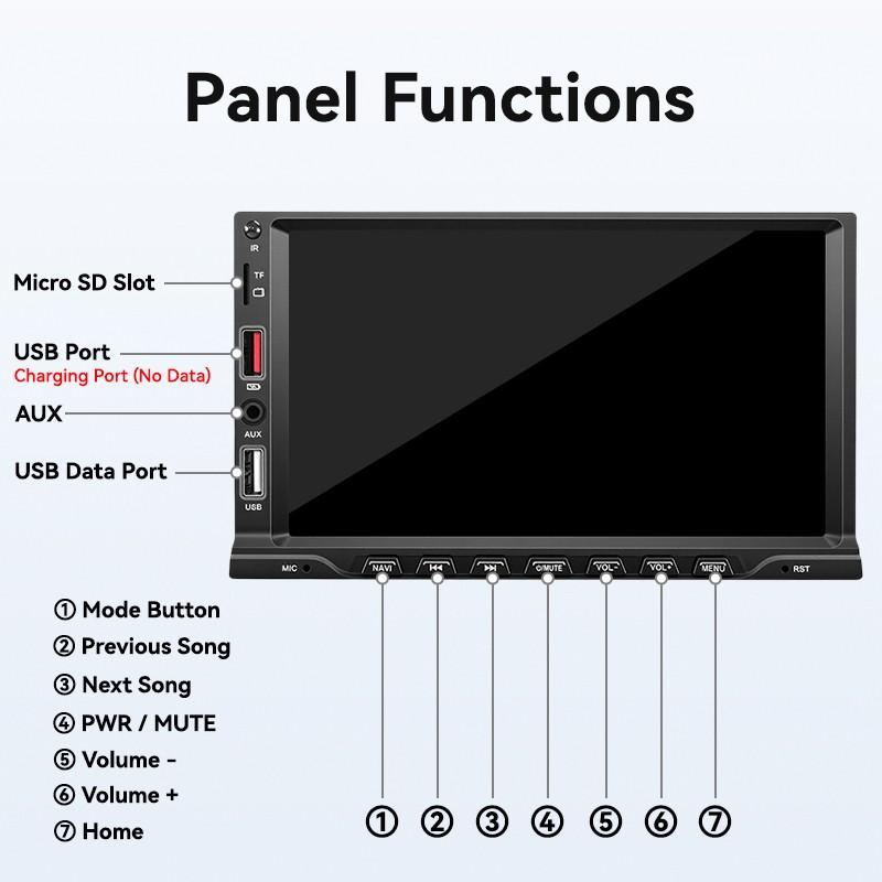 7 Inch Carplay Car Display, Supports Wired Apple Carplay, Android Auto, Rearview Camera, Bluetooth-compatible 5.0, USB, TF, Aux, Fm, 1 Din 12V Vehicle, Carplay Touchscreen