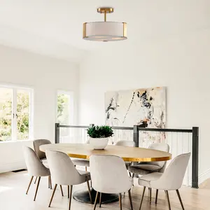 PARROT UNCLE 14" Gold Semi-Flush Mount Ceiling Light for Modern Dining Rooms and Living Spaces