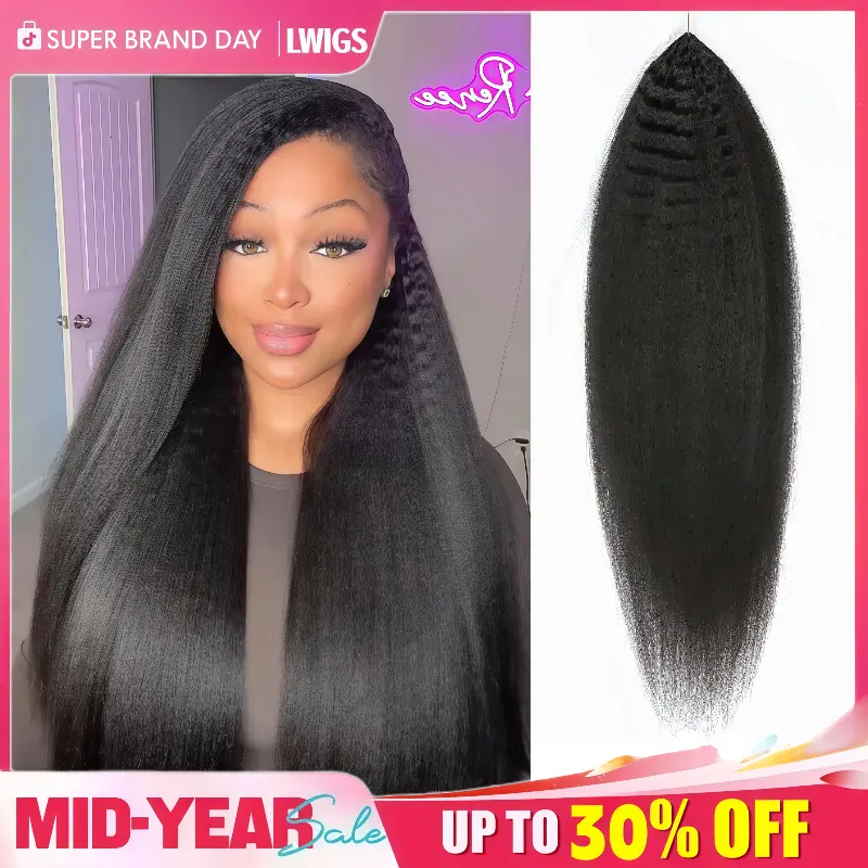 LWIGS【Lowest Price 18" only $56】Kinky Straight Feather Crochet Hair Extensions 100% Human Hair For Knotless Braids - 4 to 5 Bundles for Full Head  #summervibes