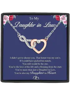 To My Daughter in law Infinity Heart Pendant Necklace with Blessing Card and Packaging, Perfect Gift for Daughter in law, Exquisite Jewelry Gift