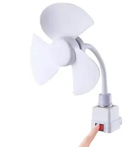 E27 Socket Fan Kit with Plug Adapter – Mini Quiet Electric Fan with Flexible Gooseneck Plug and Light Bulb Base, Energy-Saving Desk Fan for Kitchen, Bathroom, Dormitory, Office