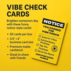 Vibe Check Notice Cards - Funny Positivity Cards (25 or 50 Pack)
