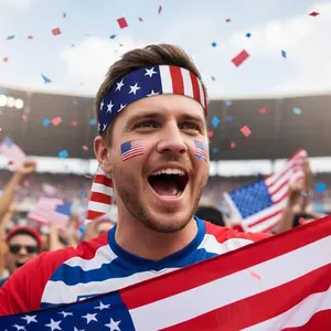 Flag Sports Headband, Essential for 2026 Football Match Support, Elastic Printed Knit Hairband, Sweat-Wicking Outdoor Sport Band